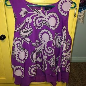 purple paisley layered tank top